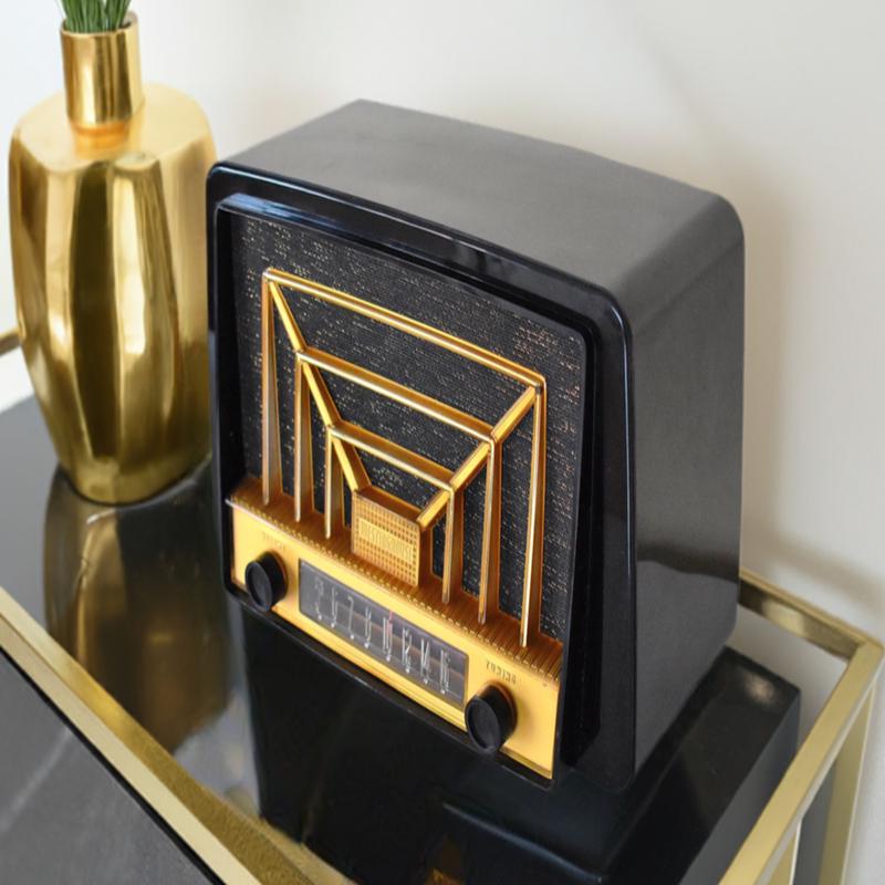 Deco Black and Gold Beauty 1950 Westinghouse Model H321T5 Vacuum Tube AM Radio Sounds Great Excellent Plus Condition!
